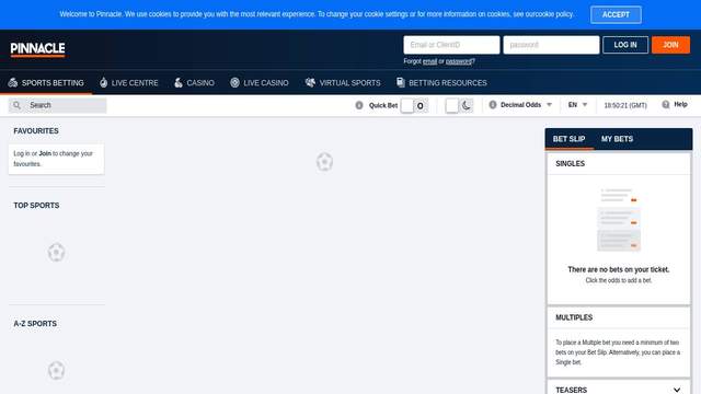 Pinnacle - sport betting utan svensk licens screenshot